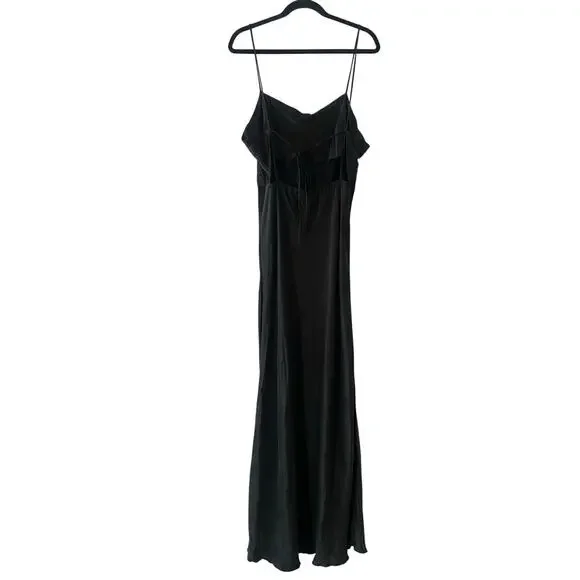 Djerf Avenue Black Maxi Dress Strappy Silky Going Out Party Sexy Women's size XL - Picture 7 of 11